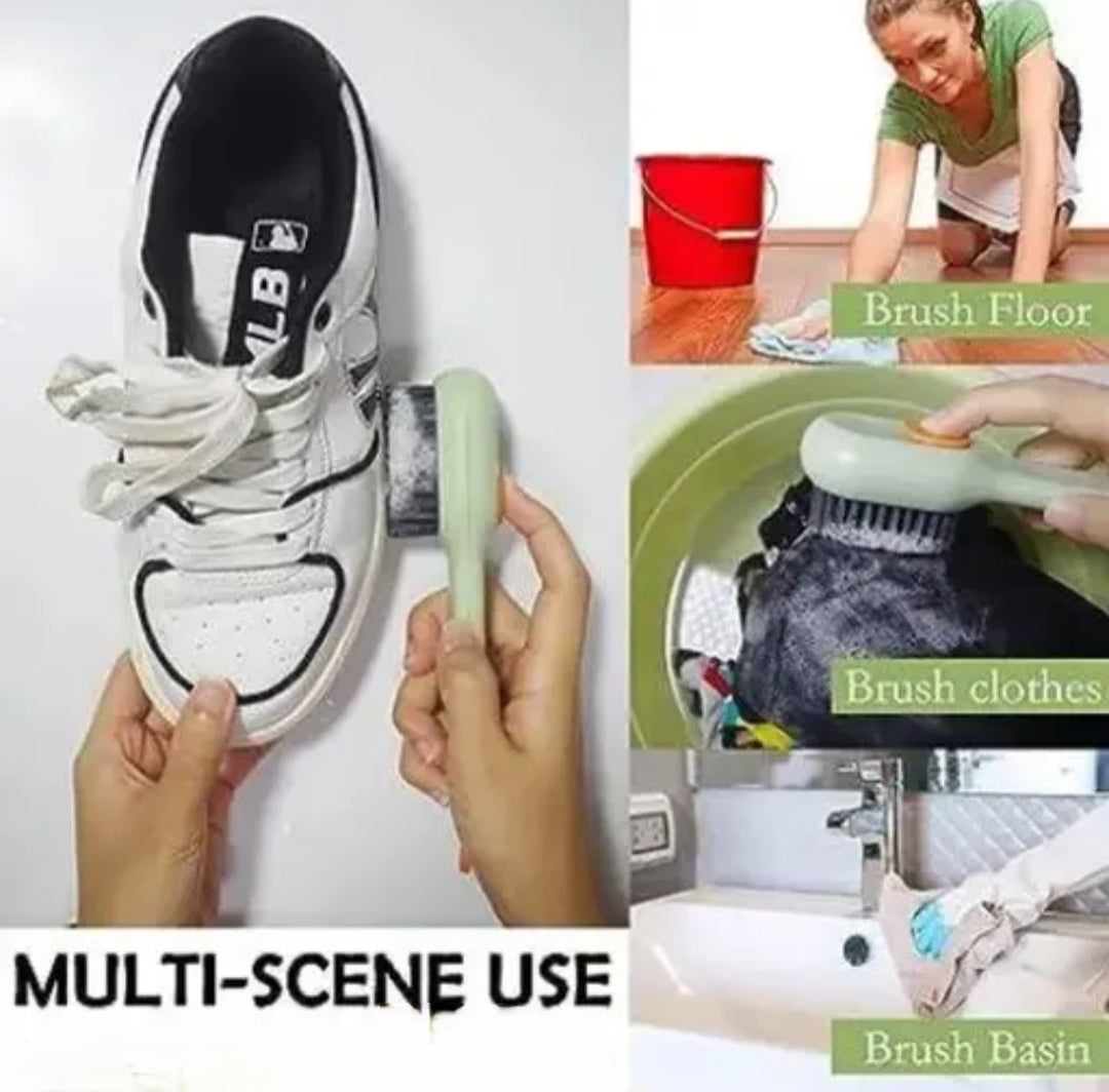 3-in-1 Versatile Dispensing Scrub Brush | Soft Bristle Clothes, Shoe & Dish Cleaning Tool