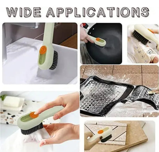 3-in-1 Versatile Dispensing Scrub Brush | Soft Bristle Clothes, Shoe & Dish Cleaning Tool