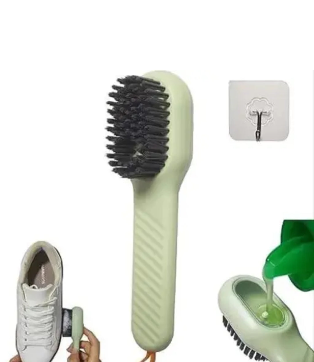 3-in-1 Versatile Dispensing Scrub Brush | Soft Bristle Clothes, Shoe & Dish Cleaning Tool