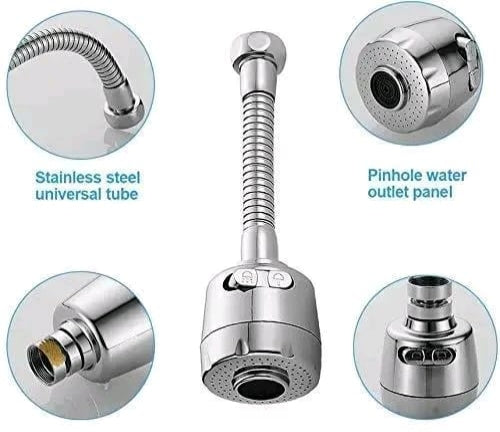 360Degree Flexible Stainless Steel Tap Extender | Dual-Mode Kitchen Faucet Sprayer