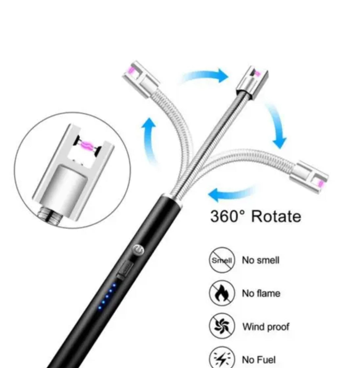 Flexible USB Rechargeable Electric Arc Lighter for Kitchen & Candle