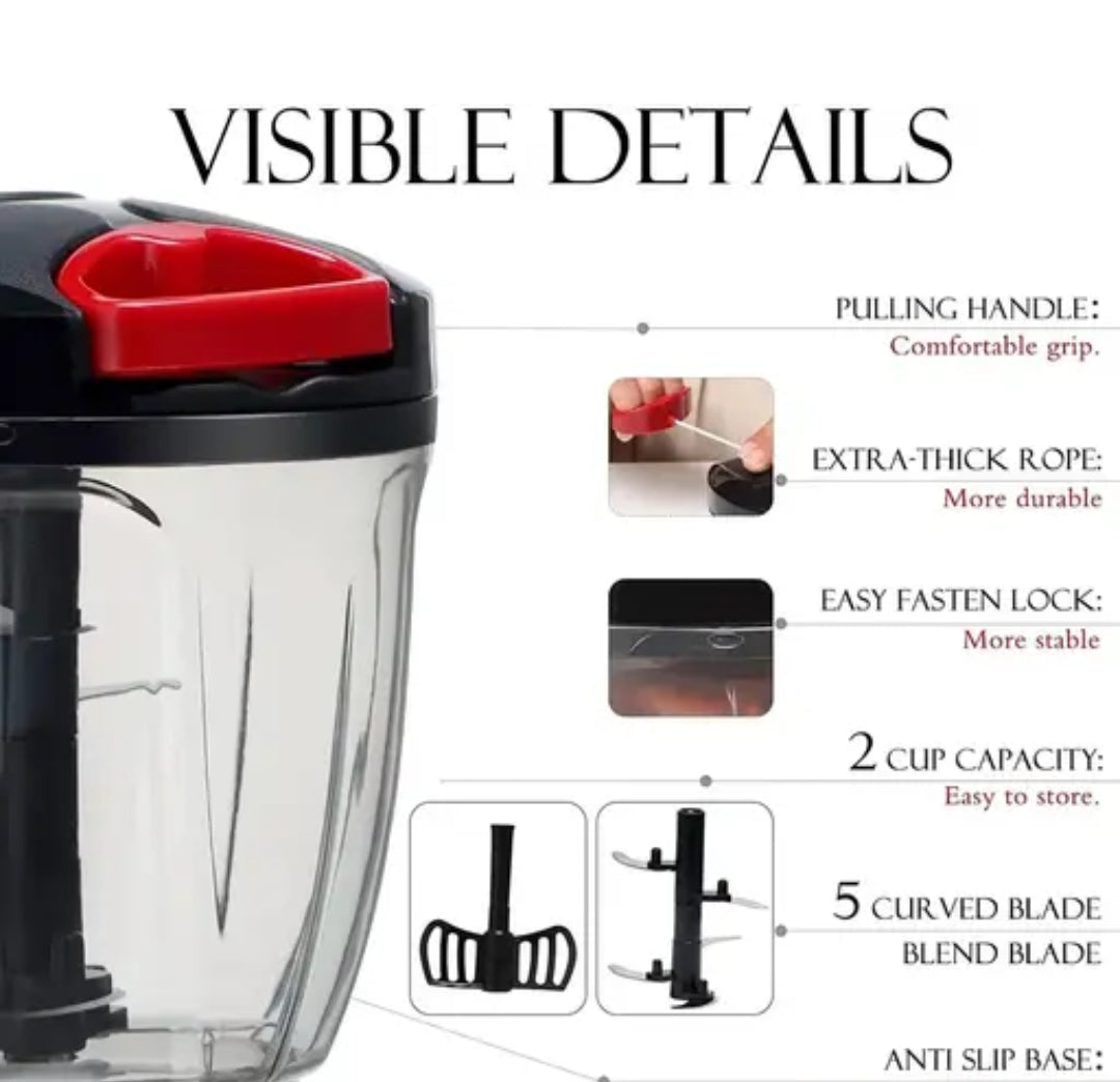 The 5-Blade Speedy Prep Master | Heavy-Duty Handheld Food Chopper (900ML)