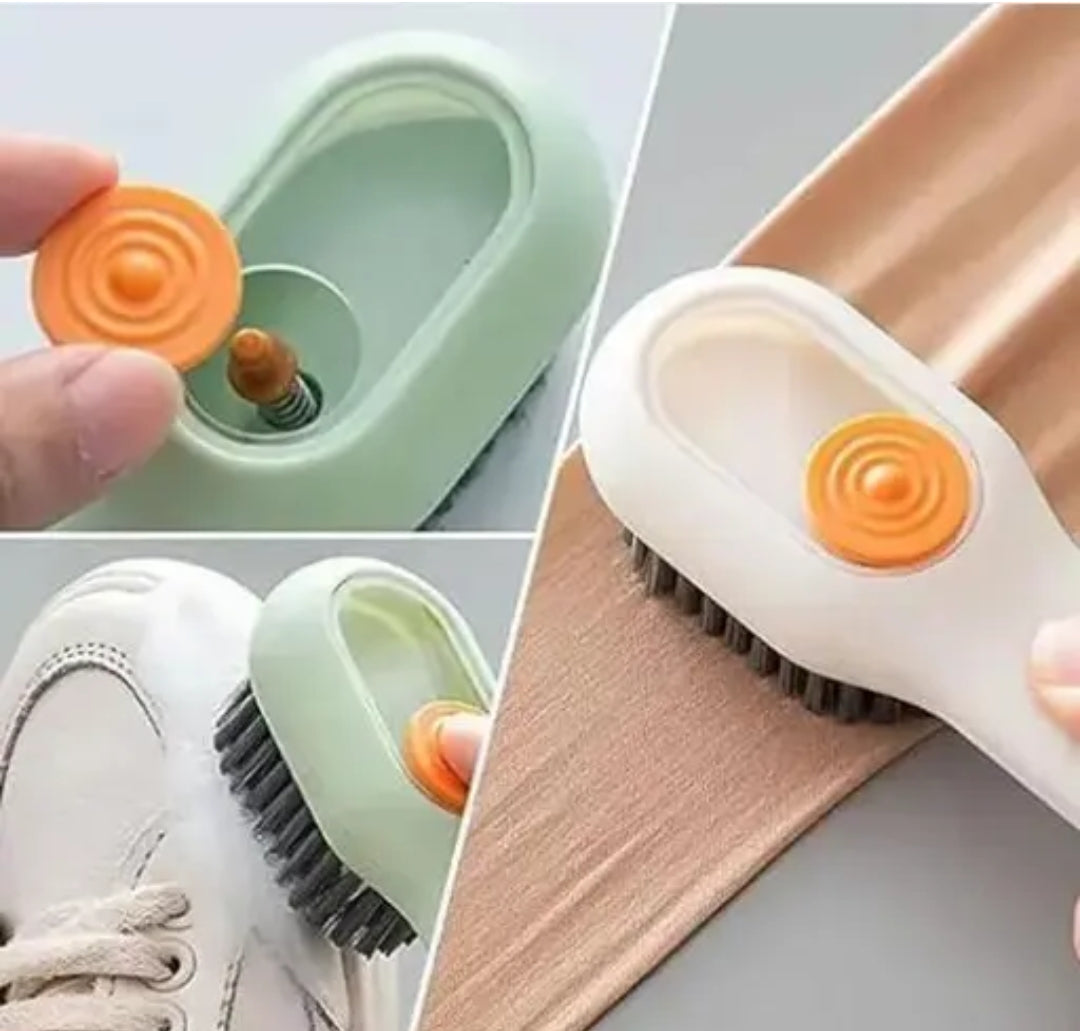 3-in-1 Versatile Dispensing Scrub Brush | Soft Bristle Clothes, Shoe & Dish Cleaning Tool