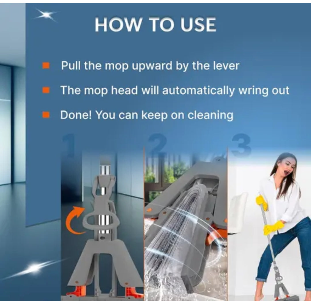 Heavy-Duty Self-Squeeze Roller Mop | Super Absorbent PVA Sponge for Tile & Laminate Floors