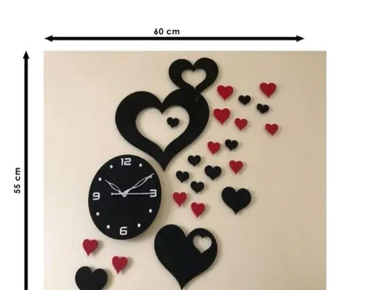Graceful Heart Love Theme DIY Acrylic 3D Wall Clock