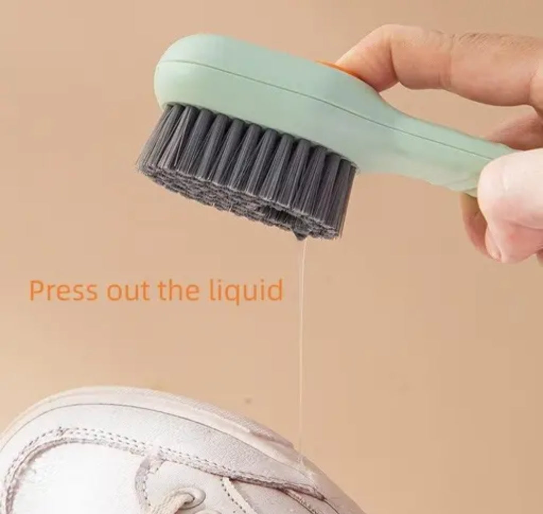 3-in-1 Versatile Dispensing Scrub Brush | Soft Bristle Clothes, Shoe & Dish Cleaning Tool