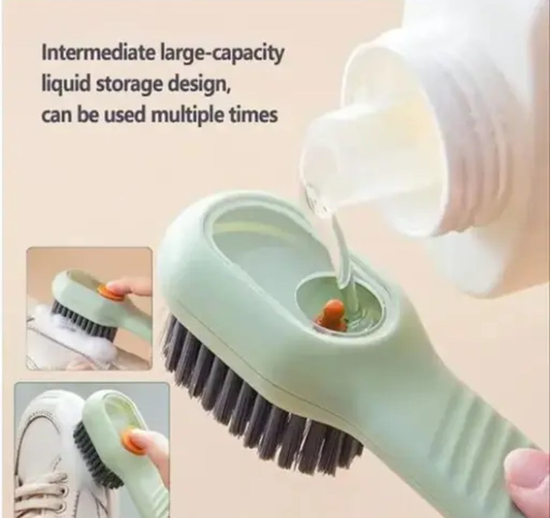 3-in-1 Versatile Dispensing Scrub Brush | Soft Bristle Clothes, Shoe & Dish Cleaning Tool