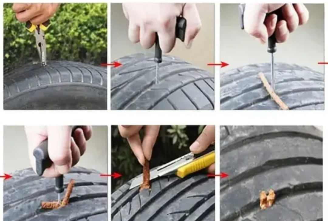 Emergency Tubeless Tire Puncture Repair Kit for Car & Bike